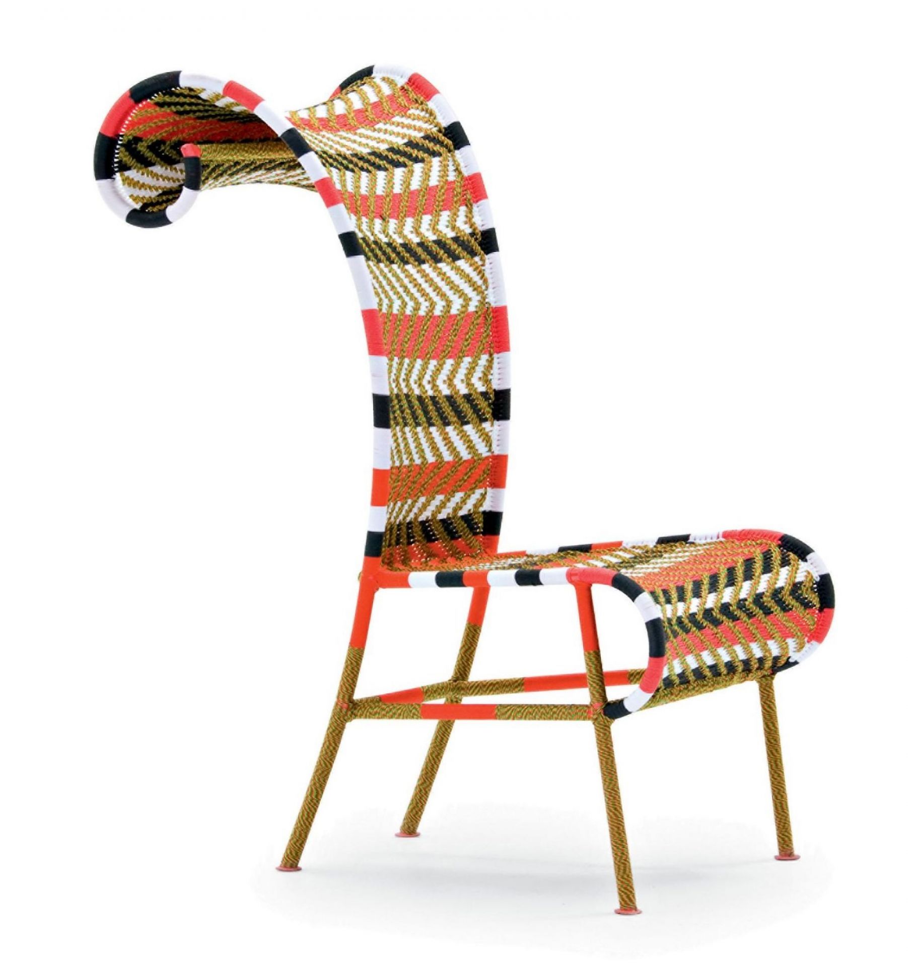 Sunny Stuhl von Moroso, M' Afrique Kollektion, Multigrün, Designstuhl mit auffälligem, hohem Rücken.